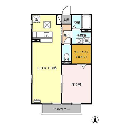 サニーコーポ富士見C(1LDK/2階)の間取り写真