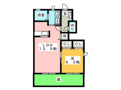 フルール・ブランシェC(1LDK/1階)の間取り写真