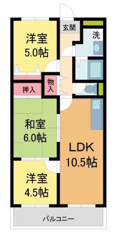 芦屋三木マンション(3LDK/3階)の間取り写真