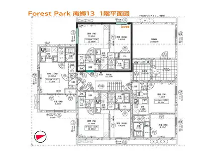 FOREST PARK 南郷13(1DK/1階)の間取り写真