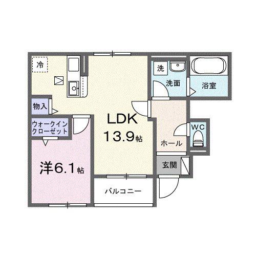 ブルーム(1LDK/1階)の間取り写真