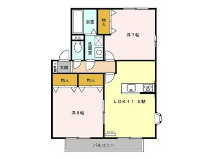 ルミエール Ⅱ(2LDK/2階)の間取り写真