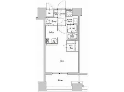 エンクレスト博多駅南STREET(1K/7階)の間取り写真