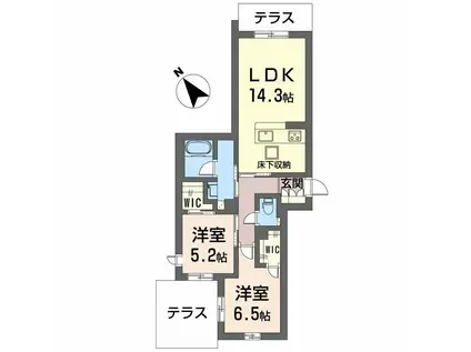 シャーメゾン ストーンフィールド(2LDK/1階)の間取り写真