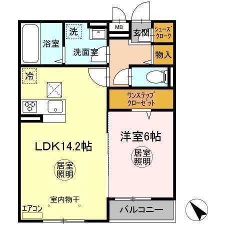 グランディールIII(1LDK/1階)の間取り写真