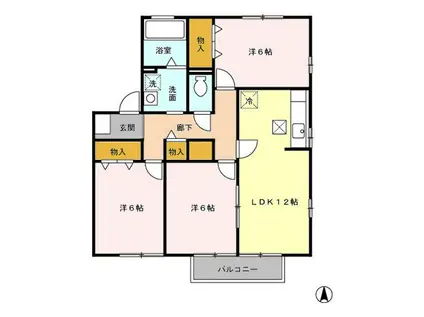 HIGHLAKEIII(2LDK/1階)の間取り写真