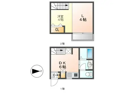 ポーラスター10TH名駅(1LDK/2階)の間取り写真