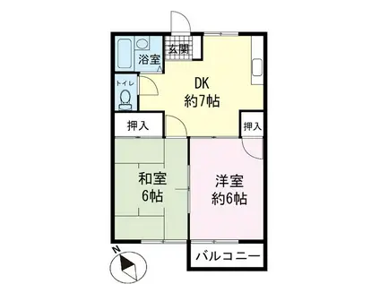 サンハイツ渡辺(2DK/2階)の間取り写真