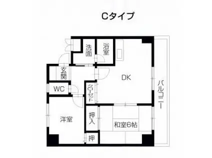 ウェルネス多賀(2DK/4階)の間取り写真