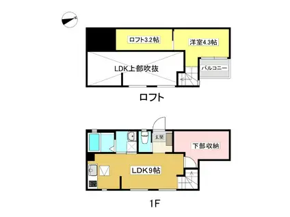 INFINA岡崎(1LDK/1階)の間取り写真