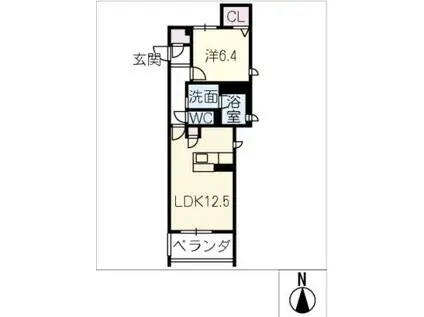 SHAMAISONSTAGE桜本町(1LDK/1階)の間取り写真