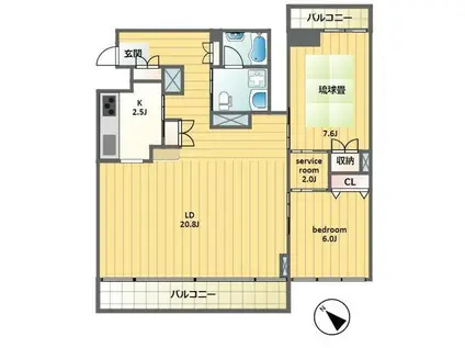 フォレストプラザ表参道(2SLDK/3階)の間取り写真