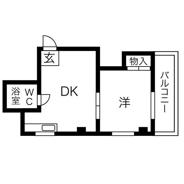 マドレハイツ(1DK/4階)の間取り写真