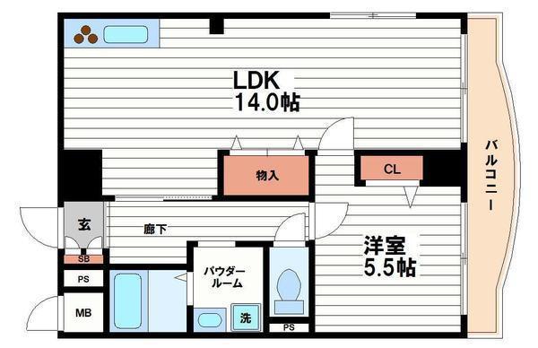 第一双基(1LDK/8階)の間取り写真