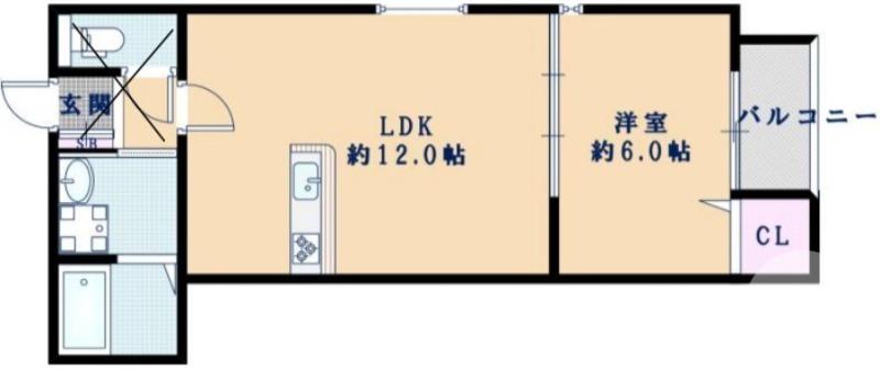 ハウスモメゾン大浜 B(1LDK/1階)の間取り写真
