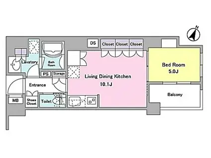 コスモリード市ヶ谷払方町(1LDK/2階)の間取り写真