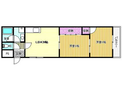 JPアパートメント藤井寺2(2LDK/3階)の間取り写真