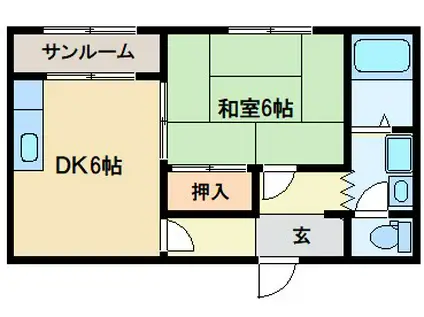 ハイデンス山本1(1DK/2階)の間取り写真