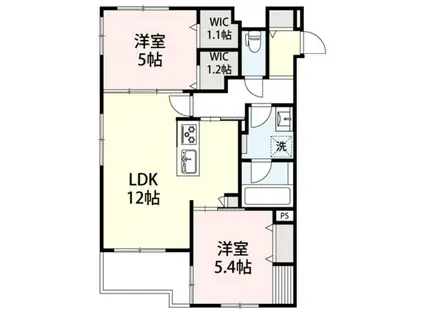 鎌倉市台メゾン北棟(2LDK/2階)の間取り写真