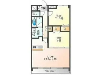 アクアレガーレ ステージII(2LDK/2階)の間取り写真