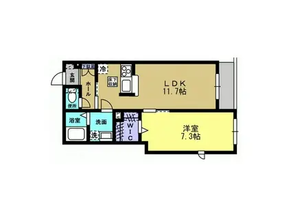 アトリエール(1LDK/1階)の間取り写真