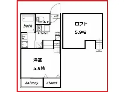 ステージ青井(1K/2階)の間取り写真