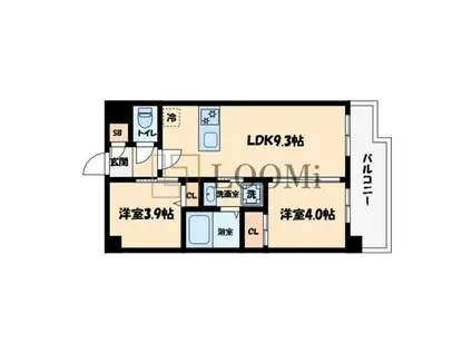 セレニテフラン谷町四丁目アリエ(2DK/5階)の間取り写真