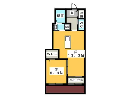 ブランシェII(1LDK/1階)の間取り写真