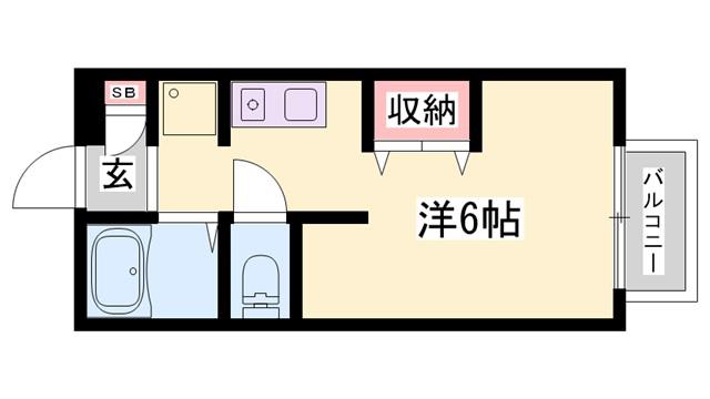 HA-1(ワンルーム/2階)の間取り写真