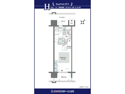 ロイヤルパークス豊洲(ワンルーム/3階)の間取り写真