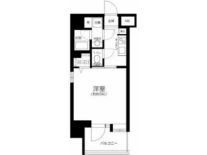 ガーラ三田慶大前(1K/6階)の間取り写真