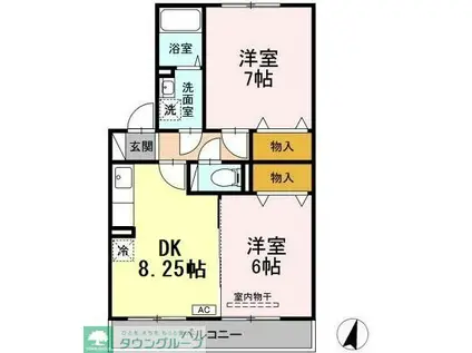 ポラリスB(2DK/2階)の間取り写真