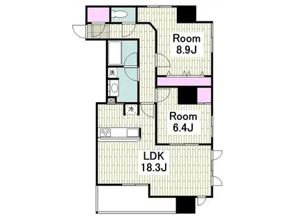 メトロタワー山下町(2LDK/17階)の間取り写真