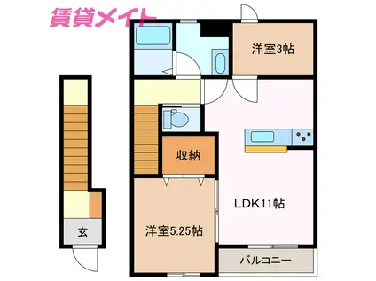 リーブルファイン大治田III1号棟(2LDK/2階)の間取り写真