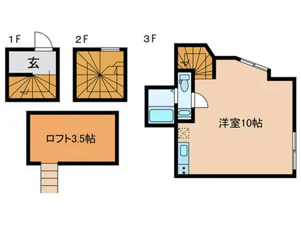 サニーベール(ワンルーム/3階)の間取り写真
