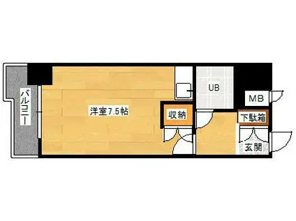 朝日プラザ博多(1K/2階)の間取り写真