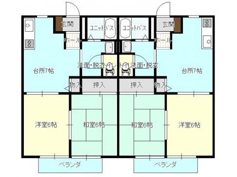 ツインスターハイムA(2DK/2階)の間取り写真