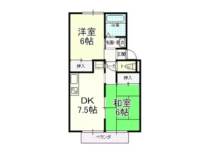 レントス警固町A(2DK/2階)の間取り写真