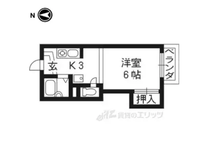 ライトハウス・イースト(1K/1階)の間取り写真