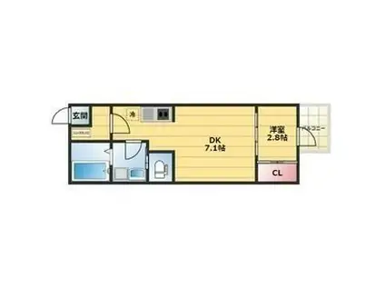 ハーモニーテラス亀島II(1DK/3階)の間取り写真