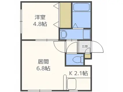 フェリーチェ北30条(1DK/4階)の間取り写真