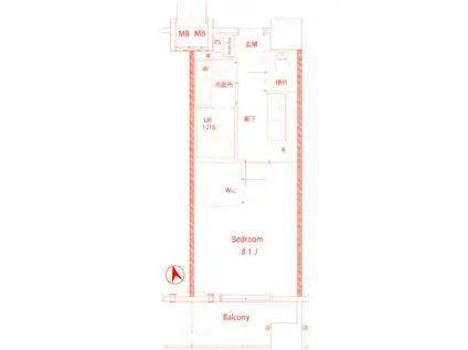 ベルヴュコート湘南(1K/7階)の間取り写真