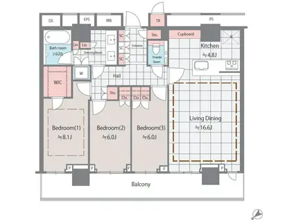 ザ・タワー十条(3LDK/39階)の間取り写真