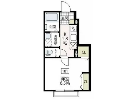 メイシェノン(1K/1階)の間取り写真