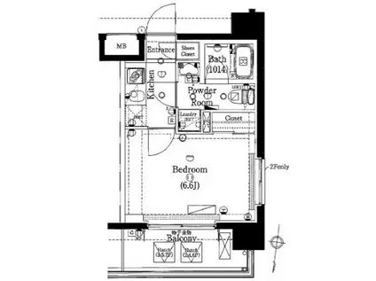 プレセダンヒルズ北千住(1K/2階)の間取り写真