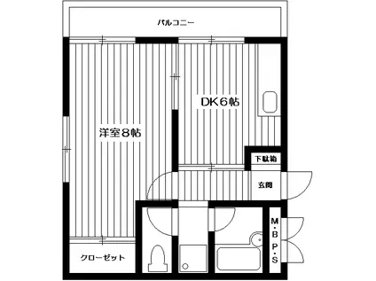 第2宏和ハイム(1DK/3階)の間取り写真