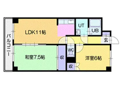 アルファロジェ(2LDK/5階)の間取り写真