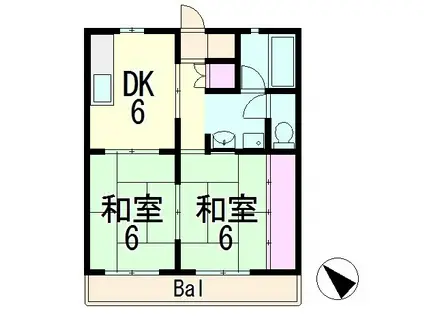 エーワンハイツ(2DK/2階)の間取り写真