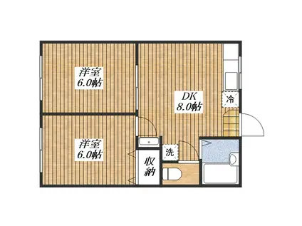 カギナカハイツA(2DK/1階)の間取り写真