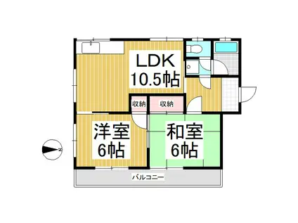 コーポ宮(2LDK/2階)の間取り写真